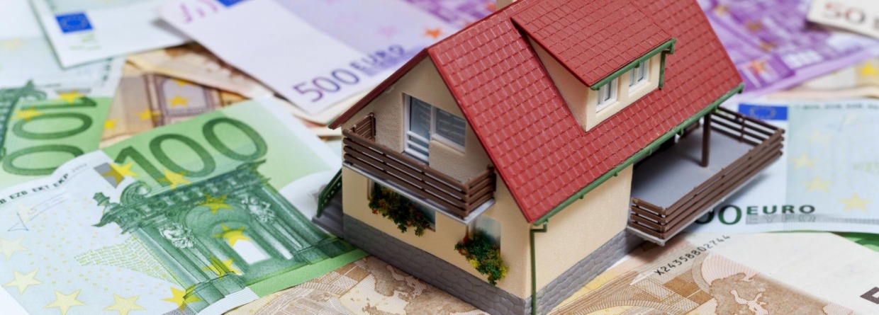 Model huis op euro biljetten